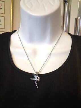 Vintage Artistic Ballerina Pendant Blue Austrian Crystal Silver-Plated Necklace